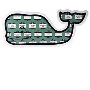 Vineyard Vines Whale Sticker Decal Martha’s Vineyard Town Names Teal 2”x4.75”